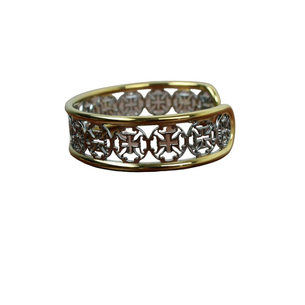 Rustic Cuff Gold Plated Brass and Silver Cross Cuff - Picture 3 of 5